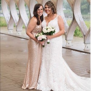 Rose gold sequin bridesmaid dress